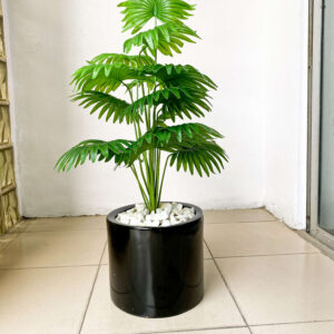 90CM MINI PALM PLANTS POTTED WITH 23CM SMALL WIDE CYLINDER FIBERGLASS POT