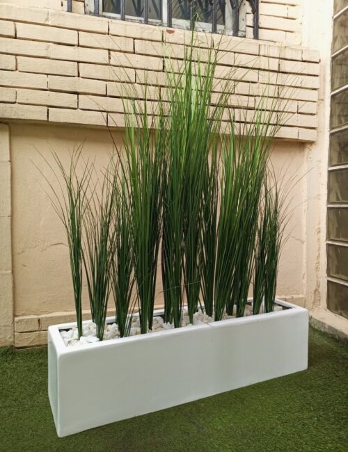 130cm grass plant potted with 25cm x 100cm trough fiberglass planter