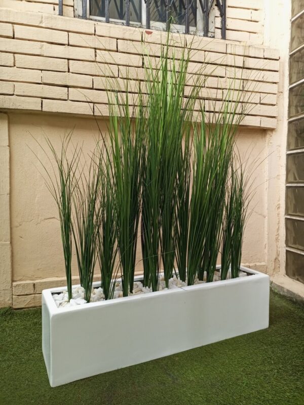 130cm grass plant potted with 25cm x 100cm trough fiberglass planter