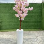 Artificial Cherry Blossom Tree Potted With Cone fiberglass Vase Height 227cm