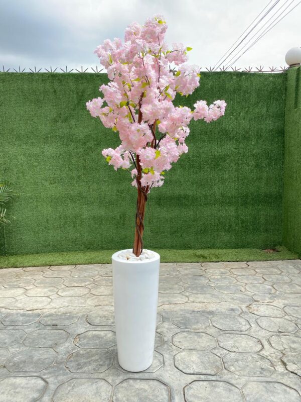 Artificial Cherry Blossom Tree Potted With Cone fiberglass Vase Height 227cm