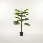Artificial Fan Palm 130cm Green – 12 Leaves with Cement Pot, No Mesh