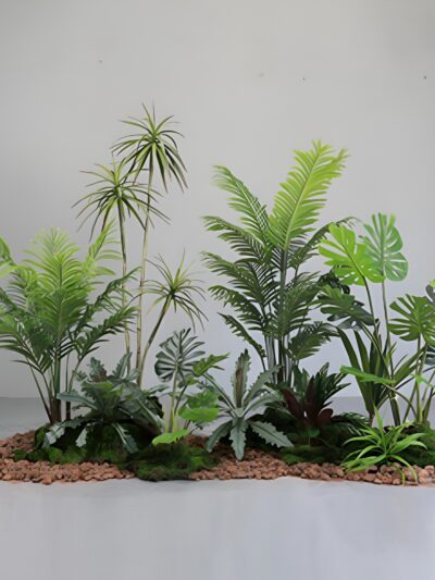 Premium Landscape Design with Artificial Plants and Decorative Moss
