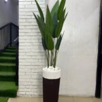 Artificial Skybird Plant 215cm–230cm in Rustic Cone Fiberglass Vase | Tall Indoor Décor Nigeria