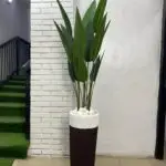 Artificial Skybird Plant 215cm–230cm in Rustic Cone Fiberglass Vase | Tall Indoor Décor Nigeria