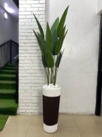 Artificial Skybird Plant 215cm–230cm in Rustic Cone Fiberglass Vase | Tall Indoor Décor Nigeria