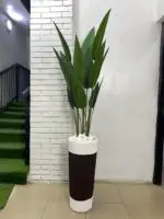 Artificial Skybird Plant 215cm–230cm in Rustic Cone Fiberglass Vase | Tall Indoor Décor Nigeria