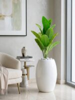 Artificial Mini Plants in Fiberglass Vase 95cm with White Pebble Stones | Modern Indoor Décor Nigeria